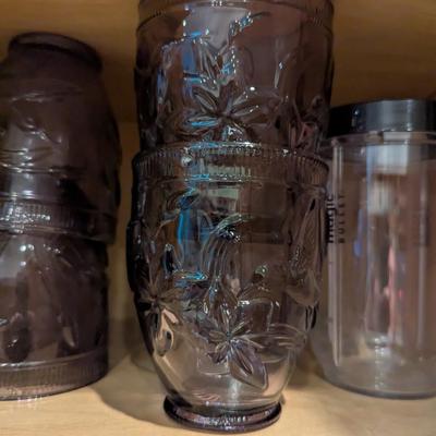 7 - Coca Cola Glasses & 4 - Purple Glasses