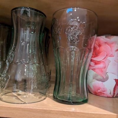 7 - Coca Cola Glasses & 4 - Purple Glasses