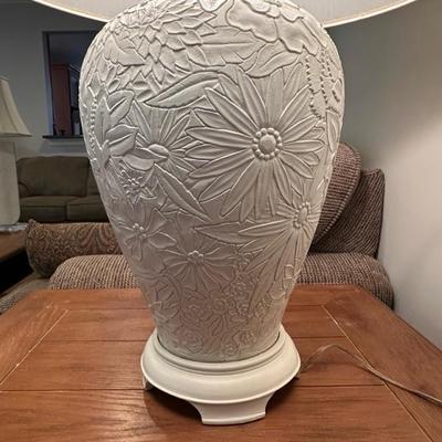 Two Beautiful Matching Floral Patterned Lamps
