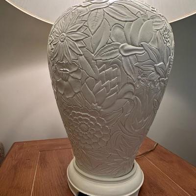 Two Beautiful Matching Floral Patterned Lamps