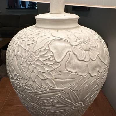 Two Beautiful Matching Floral Patterned Lamps