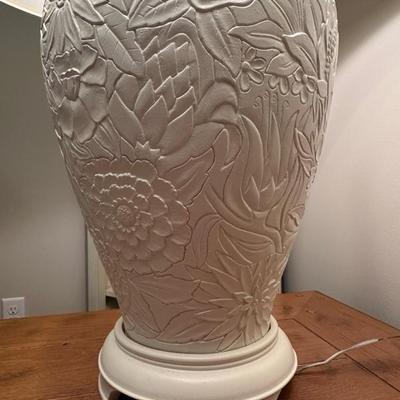 Two Beautiful Matching Floral Patterned Lamps