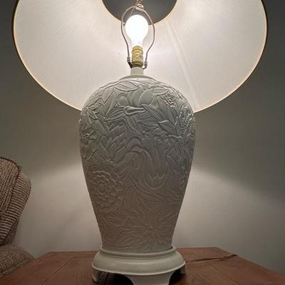 Two Beautiful Matching Floral Patterned Lamps