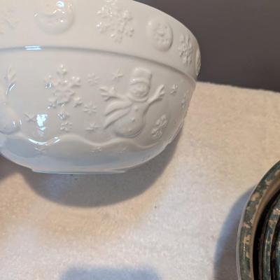 ABC Distributing Country Christmas Snowman Dishes & Cookie Jar