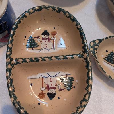 ABC Distributing Country Christmas Snowman Dishes & Cookie Jar