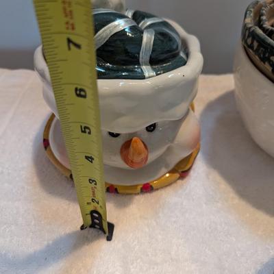 ABC Distributing Country Christmas Snowman Dishes & Cookie Jar