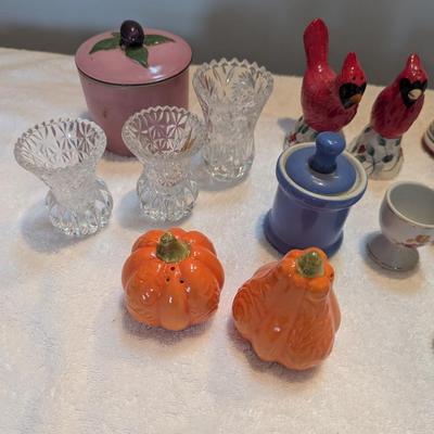 Vintage Salt & Pepper Shakers Crystal Toothpick Holders