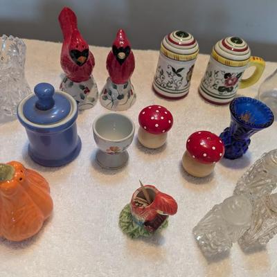 Vintage Salt & Pepper Shakers Crystal Toothpick Holders