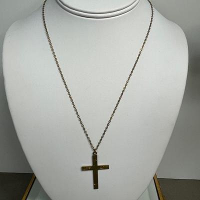 Vintage Cross pendant necklace - Etched