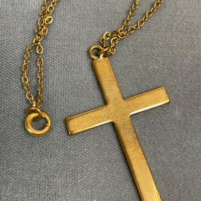 Vintage Cross pendant necklace - Etched