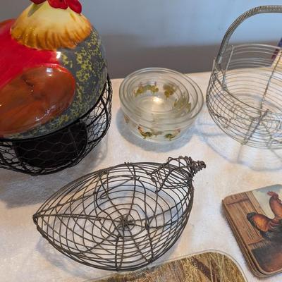 Rooster Decor Cutting Board Bowls Coasters Baskets