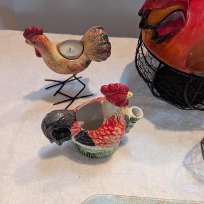 Rooster Decor Cutting Board Bowls Coasters Baskets
