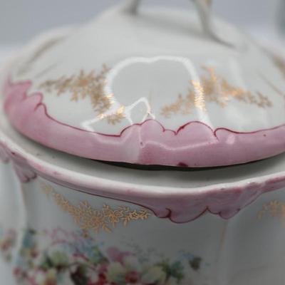Floral Biscuit Barrel with Lid (See Details)
