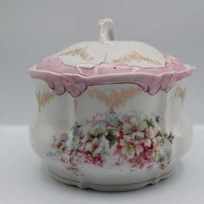 Floral Biscuit Barrel with Lid (See Details)