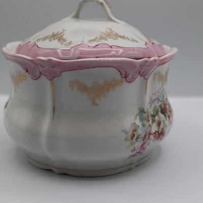 Floral Biscuit Barrel with Lid (See Details)