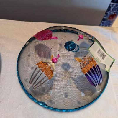 Vintage Lazy Susan Party Platter & Mesh Food Covers