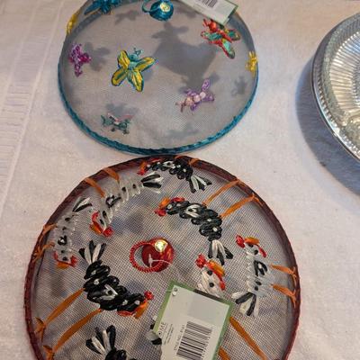 Vintage Lazy Susan Party Platter & Mesh Food Covers