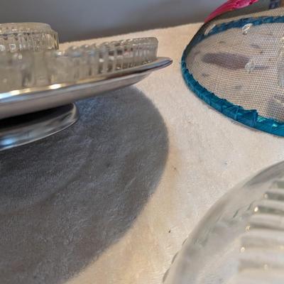 Vintage Lazy Susan Party Platter & Mesh Food Covers