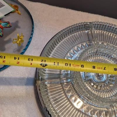 Vintage Lazy Susan Party Platter & Mesh Food Covers