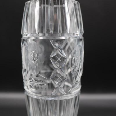 Etched Barrel Shaped Vase