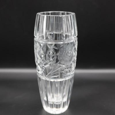 Etched Barrel Shaped Vase