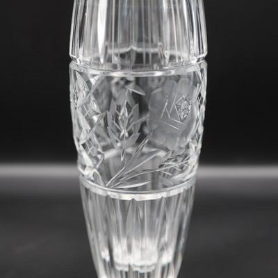 Etched Barrel Shaped Vase