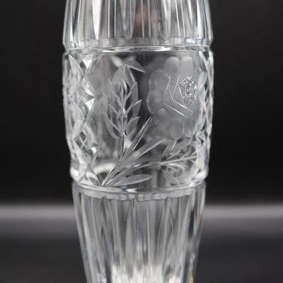 Etched Barrel Shaped Vase