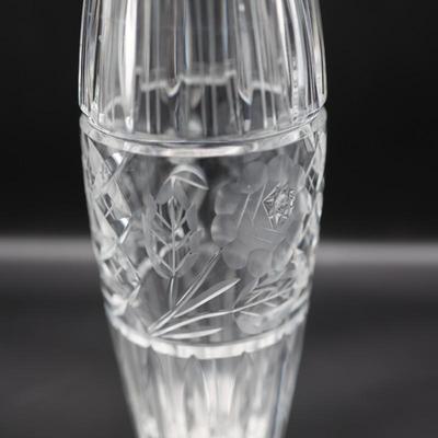 Etched Barrel Shaped Vase
