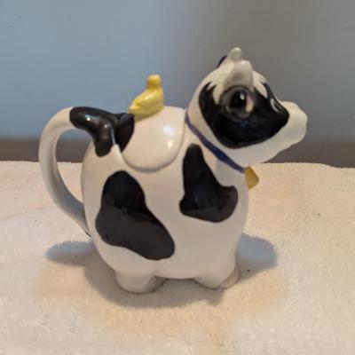 Cow Teapot With Duck Approx 7 1/2"