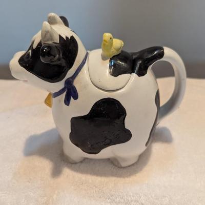 Cow Teapot With Duck Approx 7 1/2"