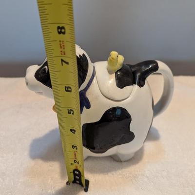 Cow Teapot With Duck Approx 7 1/2"
