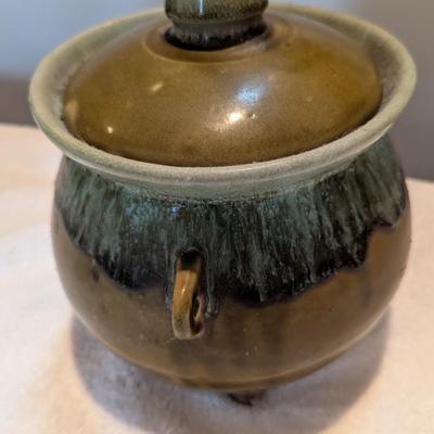 Vintage Hull Green Drip Footed Bean Pot