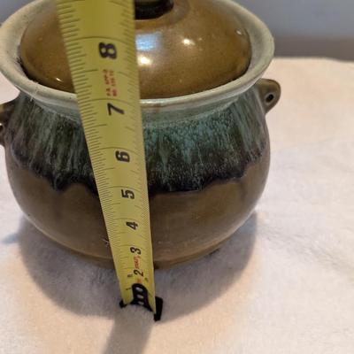 Vintage Hull Green Drip Footed Bean Pot