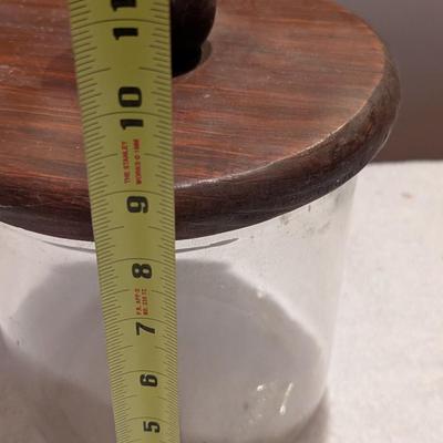 Glass Cookie Jar With Wooden Lid
