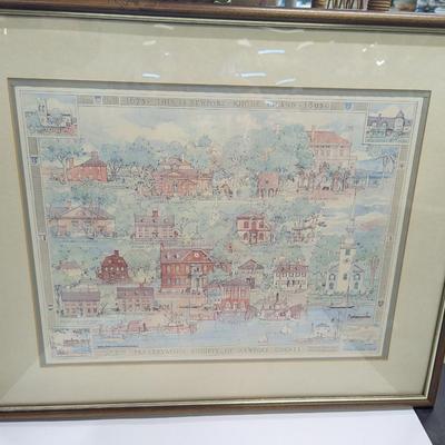 Approx 29" x 25" 1957 Antique Print Newport Rhode Island