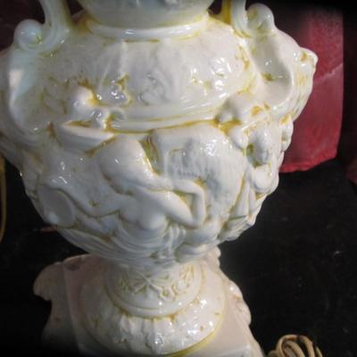 Pair Of Crystal Lamps & Milk Glass Lamp