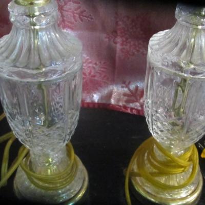 Pair Of Crystal Lamps & Milk Glass Lamp