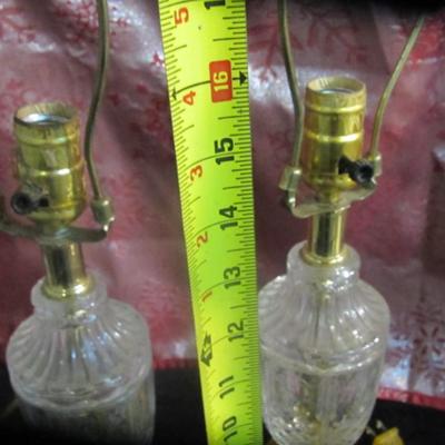 Pair Of Crystal Lamps & Milk Glass Lamp