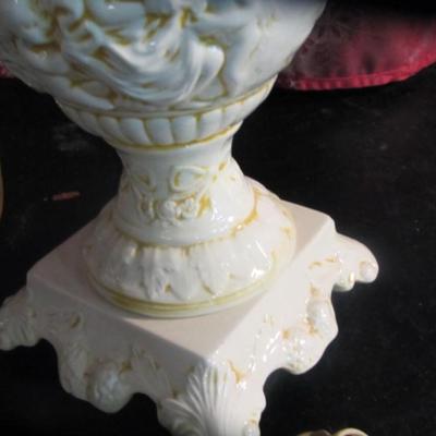Pair Of Crystal Lamps & Milk Glass Lamp