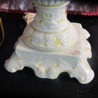 Pair Of Crystal Lamps & Milk Glass Lamp