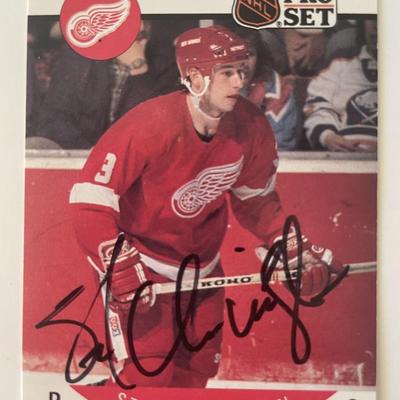 Detroit Red Wings Steve Chiasson 1990 Pro Set #69 signed trading card 