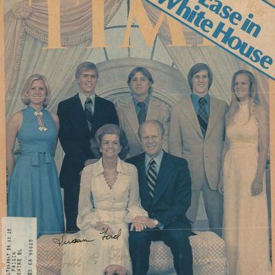 President Ford signed family magazine photo. GFA Authenticated