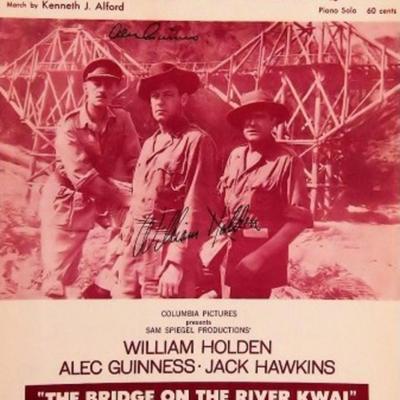 William Holden and Alec Guinness signed sheet music