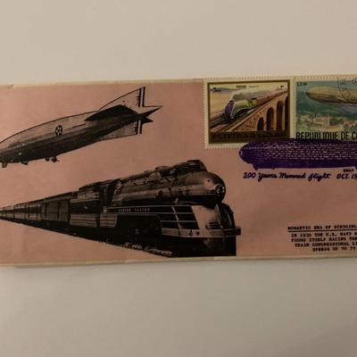 Romantic Era of Dirigibles and Trains - First Day Cover - ZMC-2 U.S. Navy Blimp & Passenger Train Congressional - 1983