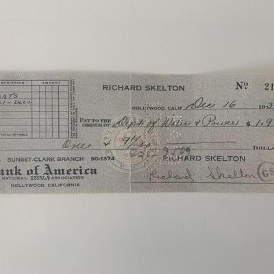 Red Skelton signed check