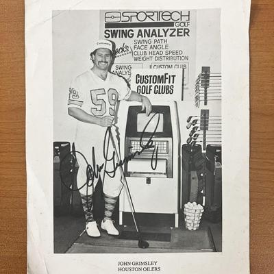 Houston Oilers John Grimsley signed photo