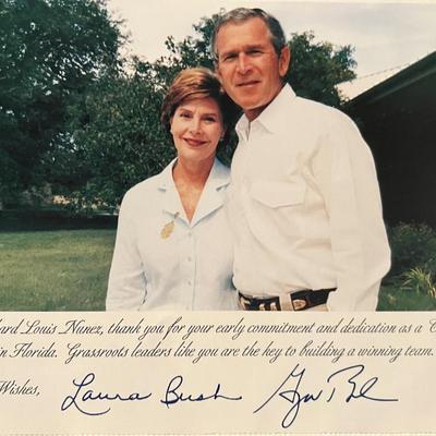 George W. and Laura Bush facsimile signed photo