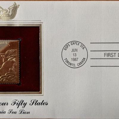 Wildlife of Our Fifty States California Sea Lion Gold Stamp Replica First Day Cover