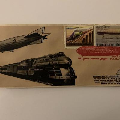 Romantic Era of Dirigibles and Trains - First Day Cover - ZMC-2 U.S. Navy Blimp & Passenger Train Congressional - 1983