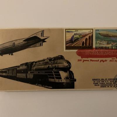 Romantic Era of Dirigibles and Trains - First Day Cover - ZMC-2 U.S. Navy Blimp & Passenger Train Congressional - 1983
